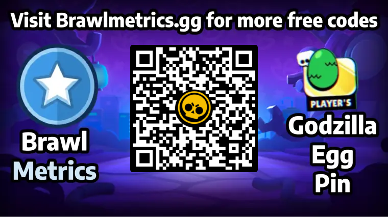 Free QR code to redeem Godzilla Egg Pin in Brawl Stars